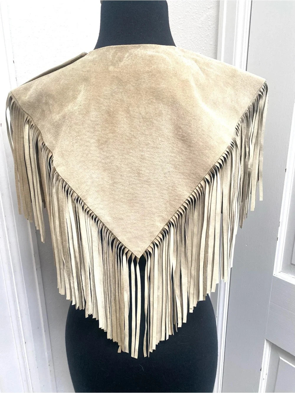 Vintage Santa Fe Collar by Carlene Southwestern Leather Fringe Capelet Concho
